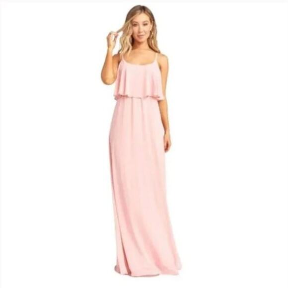 Show Me Your MuMu Caitlin Ruffle Maxi Dress Pink Size Small Prom Bridesmaid - Picture 10 of 11
